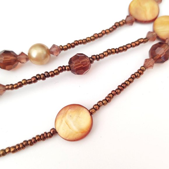 Seed bead, shell, bead and faux pearl necklace - Picture 14 of 14